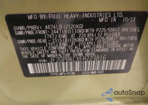 2014 Subaru Xv Crosstrek Hybrid 2.0I Touring from USA, damaged, VIN JF2GPBKCXEH223816